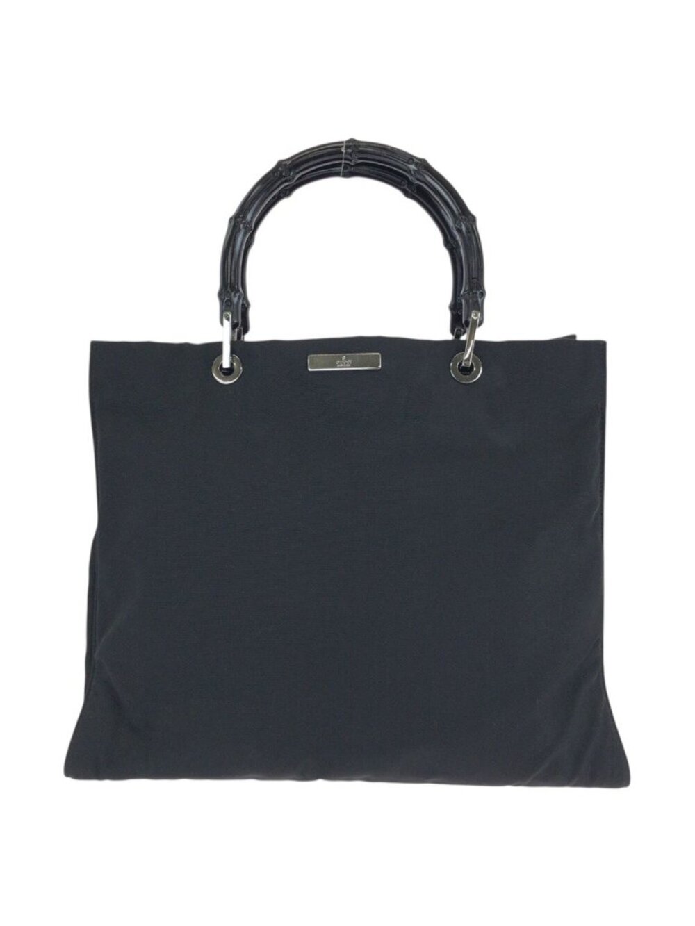 Gucci Bamboo Black Silver Nylon 002 Tote Bag